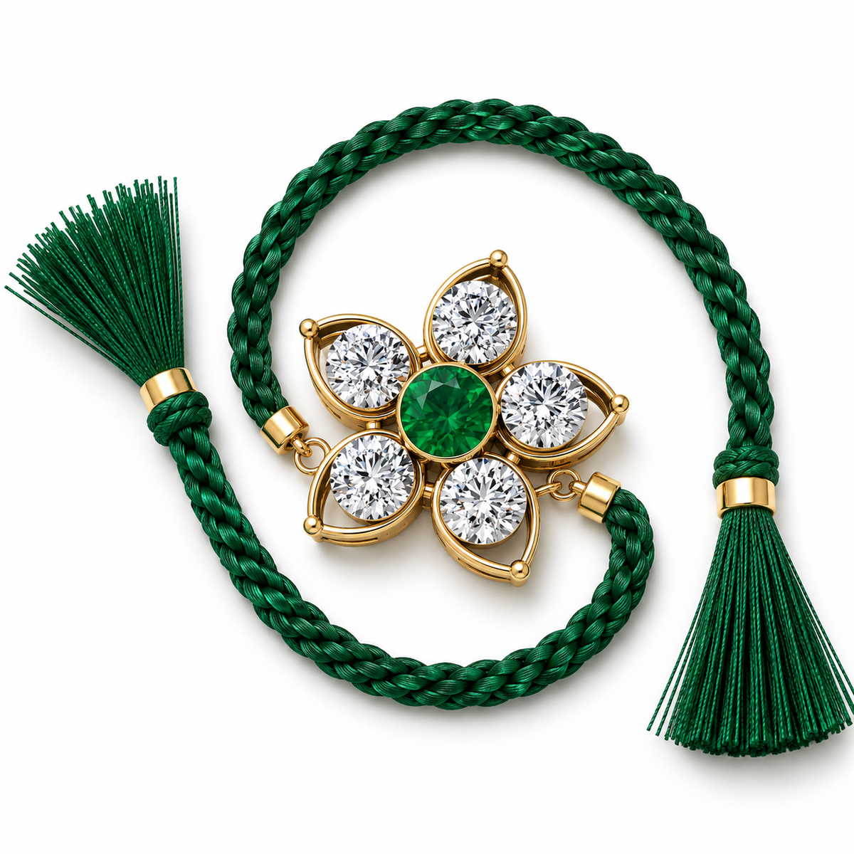 Emerald Green Crystal Flower Rakhi