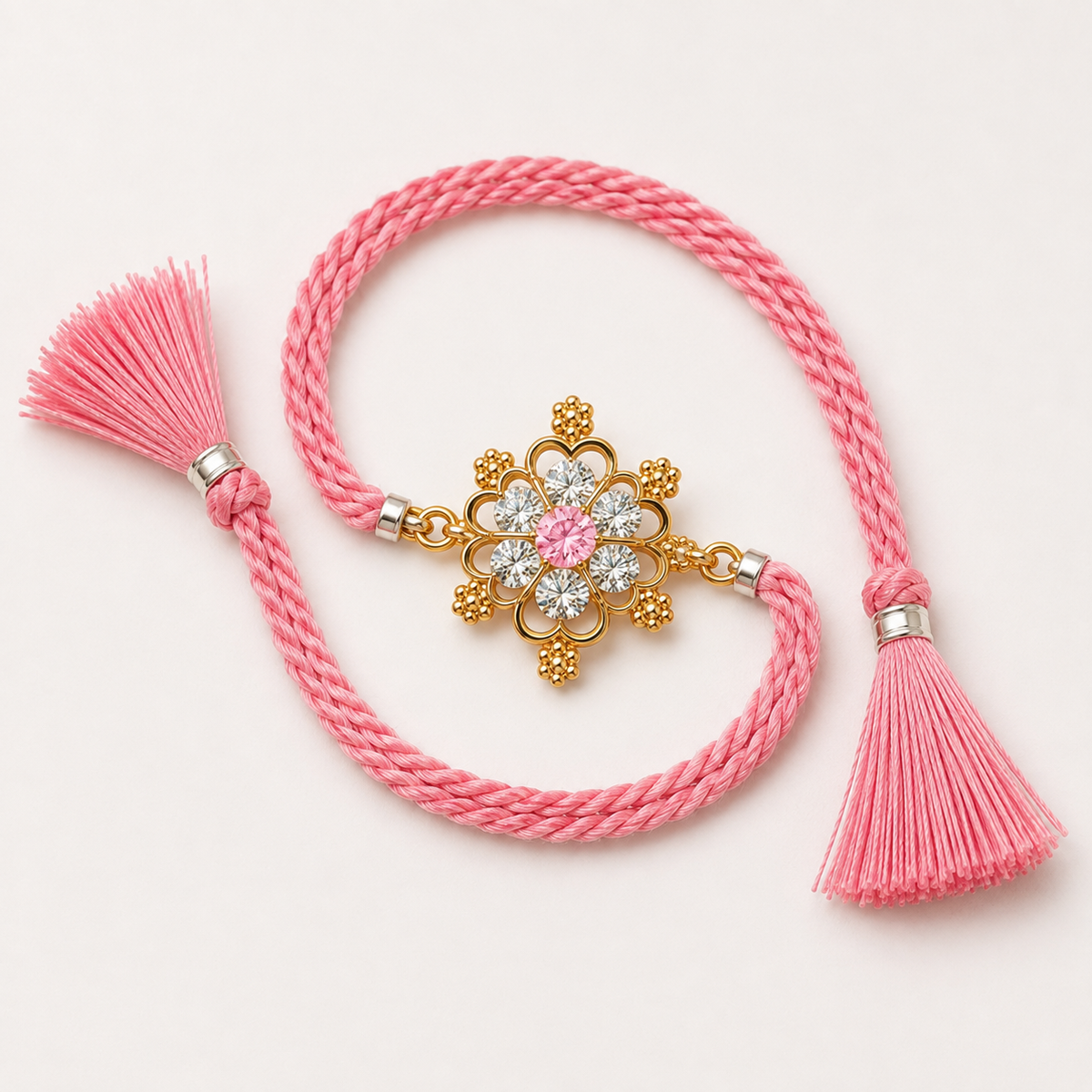 Rose Pink Crystal Daisy Rakhi