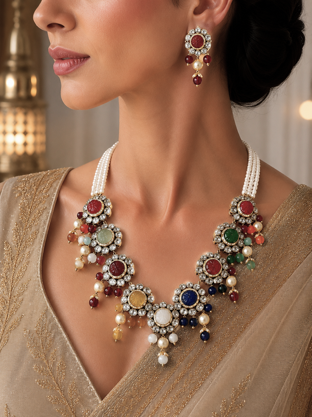 The Royal Timeless Gold Halo Jewelry Set