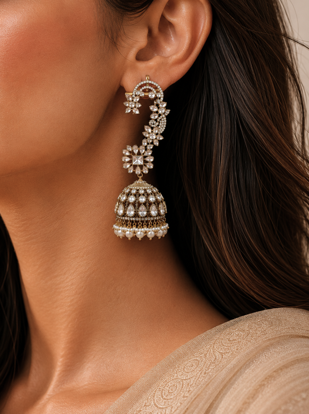 The Royal Bridal Pearl Drop Kundan Earring