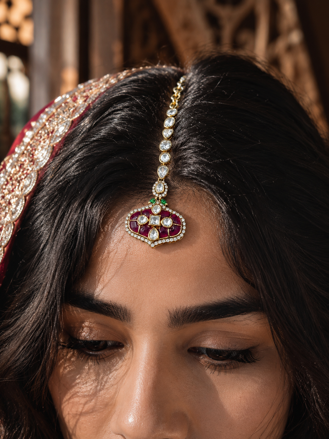 Heritage Kundan Ruby Tikka
