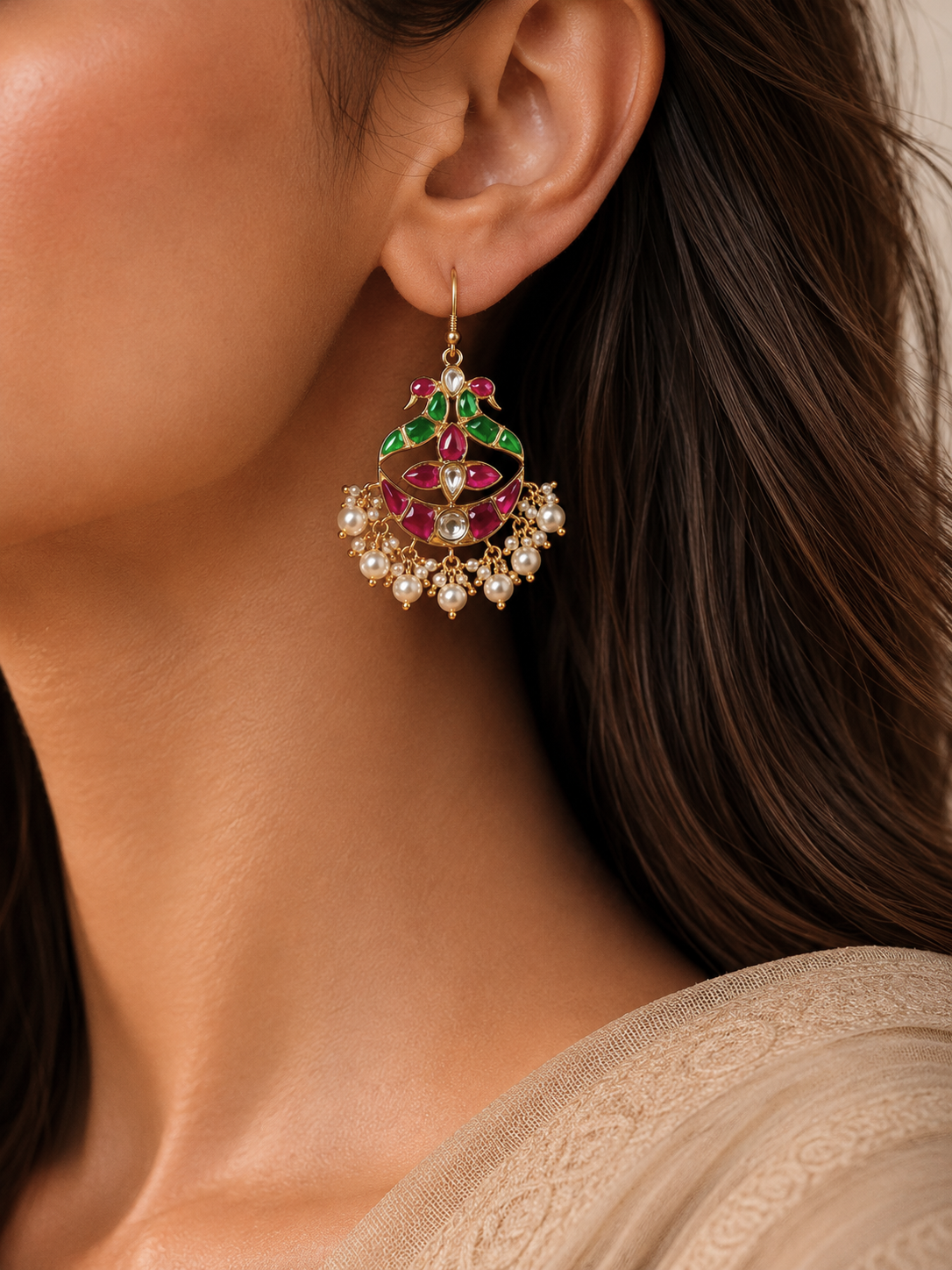 The Heritage Timeless Diamond Floral Kundan Earring