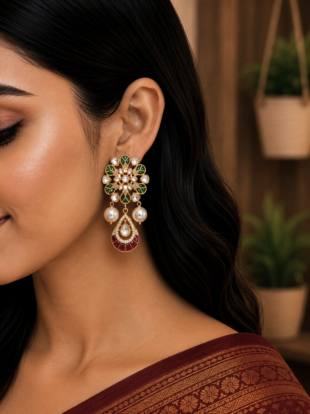 Royal Kundan Floral Earrings