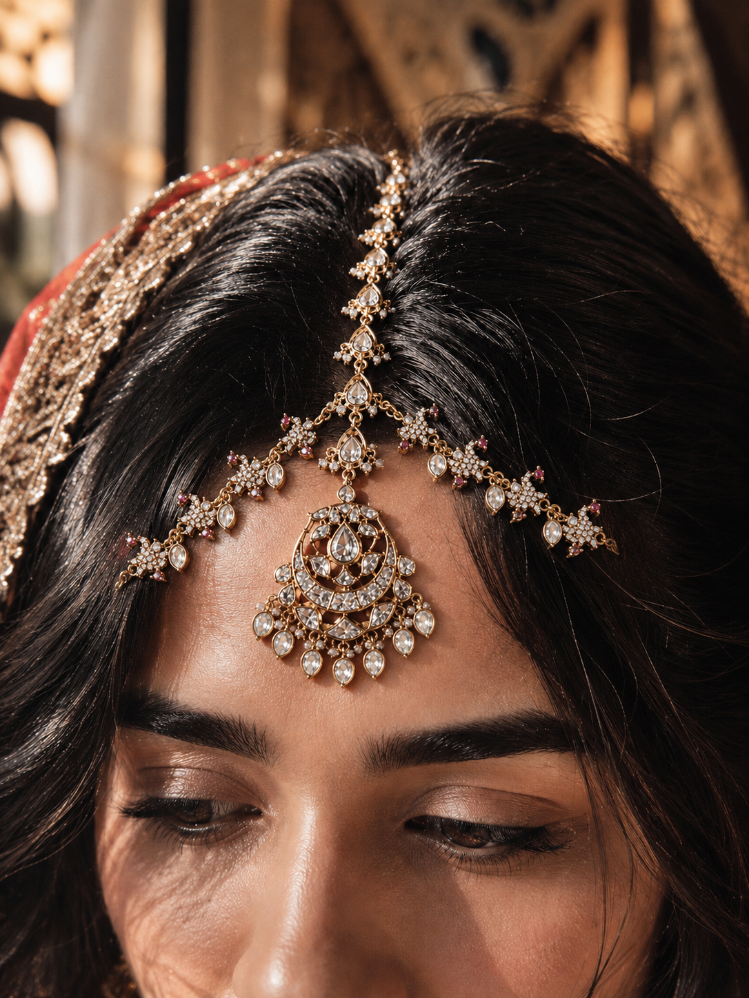 Maharani Kundan Peacock Matha Patti
