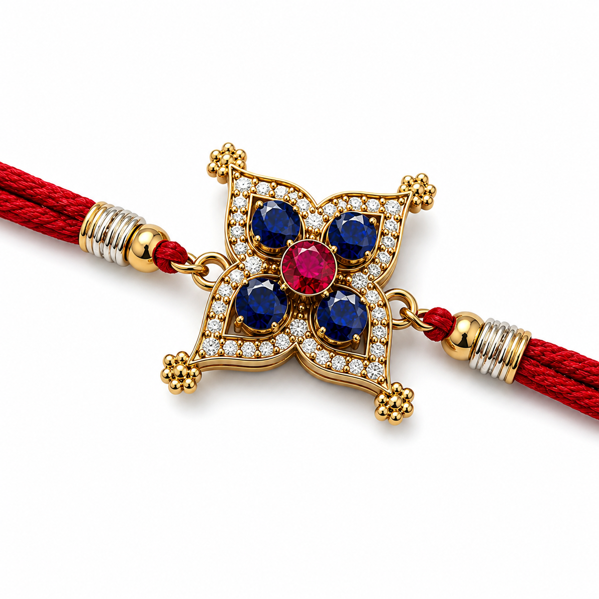 Sapphire Polki Sterling Silver Rakhi