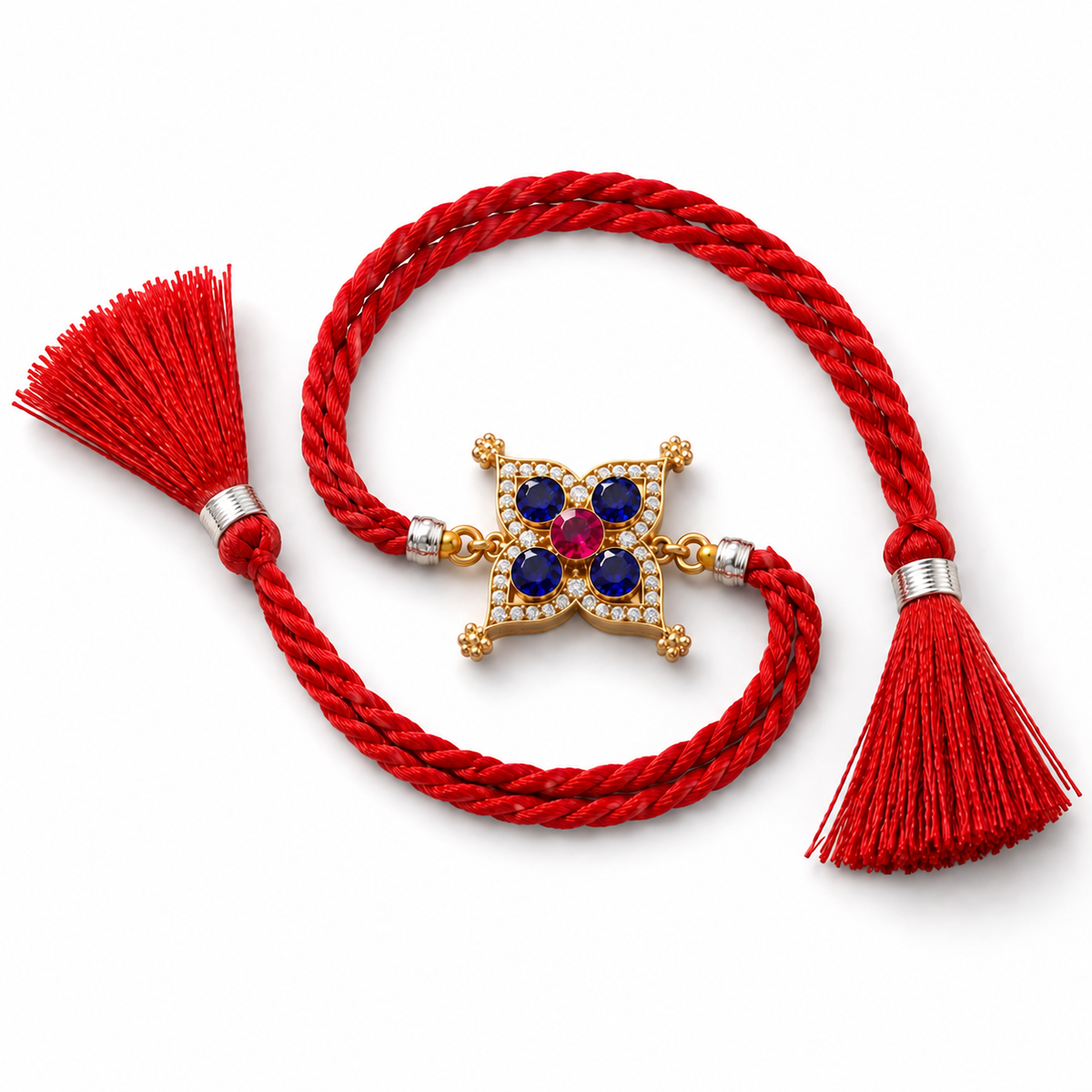 Sapphire Polki Sterling Silver Rakhi