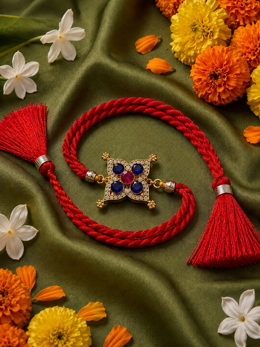 Sapphire Polki Sterling Silver Rakhi