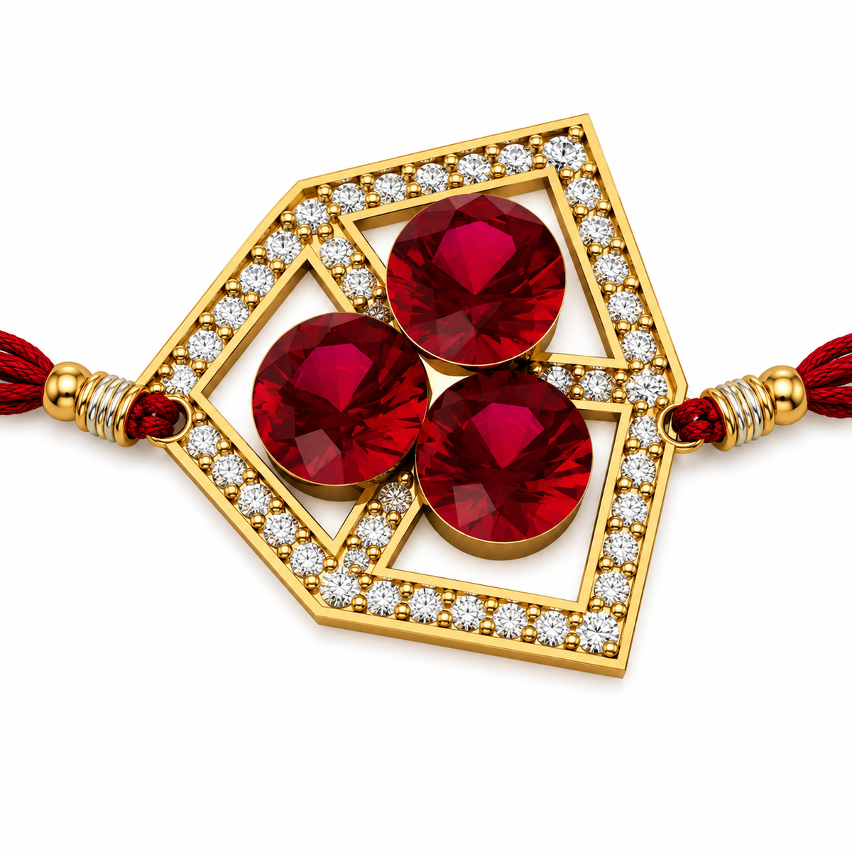 Crimson Ruby Geometric Rakhi