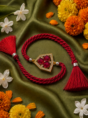 Crimson Ruby Geometric Rakhi