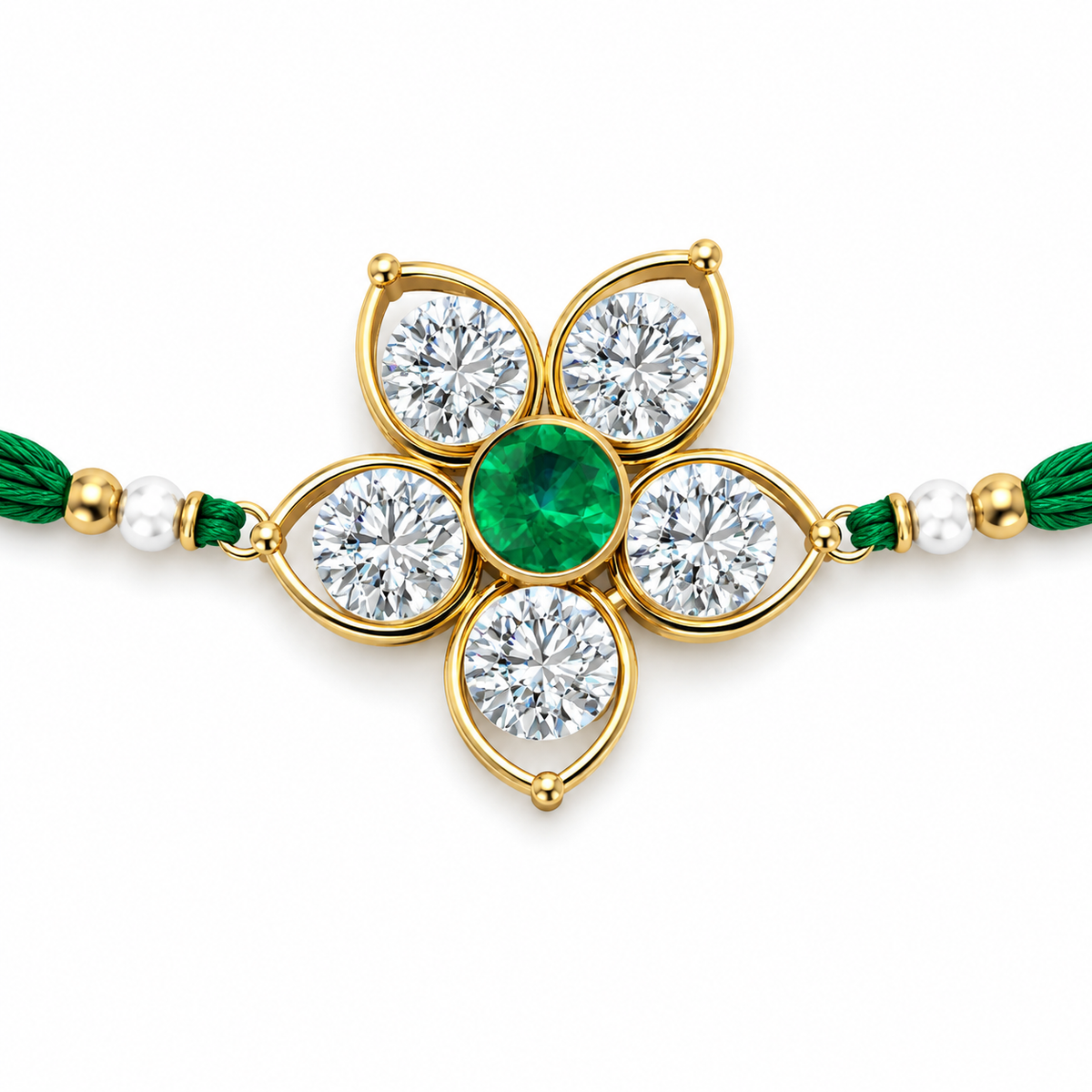 Emerald Green Crystal Flower Rakhi