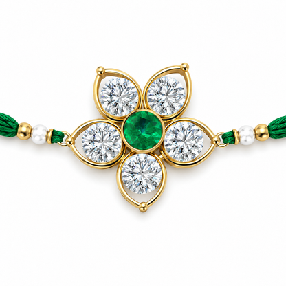 Emerald Green Crystal Flower Rakhi