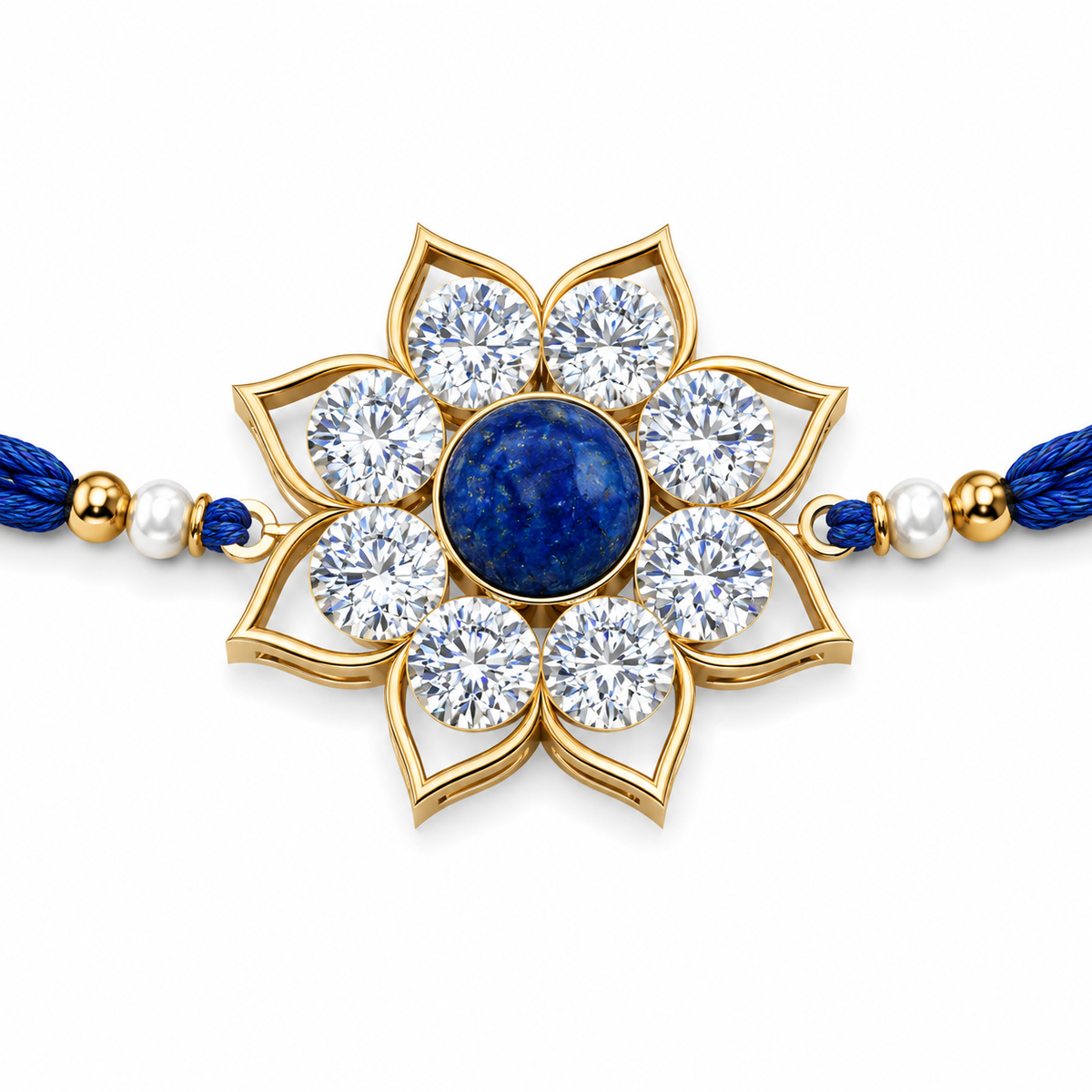 Sapphire Blue Lotus Crystal Rakhi