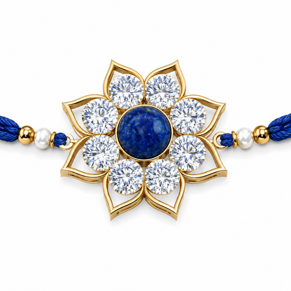 Sapphire Blue Lotus Crystal Rakhi
