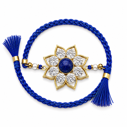 Sapphire Blue Lotus Crystal Rakhi