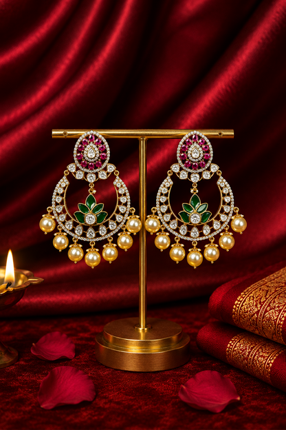 Royal Kundan Emerald Earrings