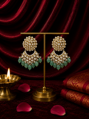 Royal Kundan Emerald Earrings