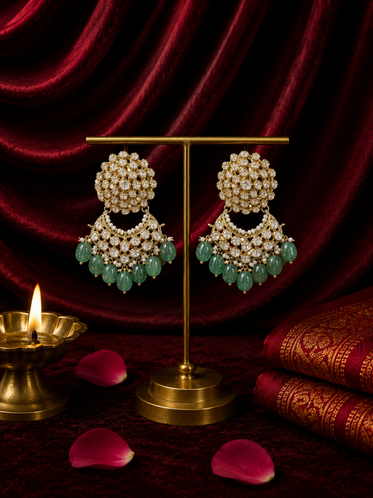 Royal Kundan Emerald Earrings