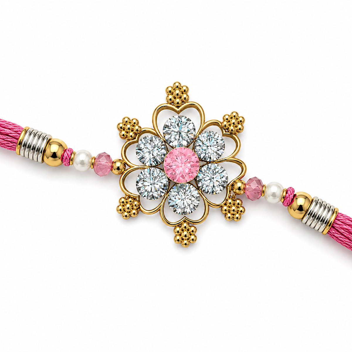Rose Pink Crystal Daisy Rakhi