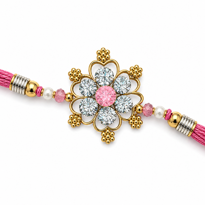 Rose Pink Crystal Daisy Rakhi