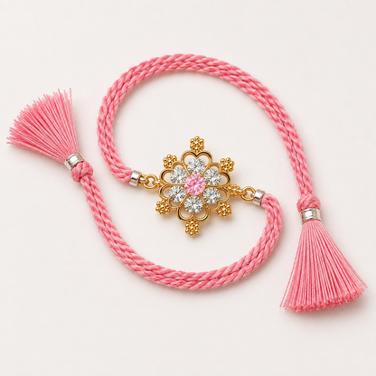 Rose Pink Crystal Daisy Rakhi