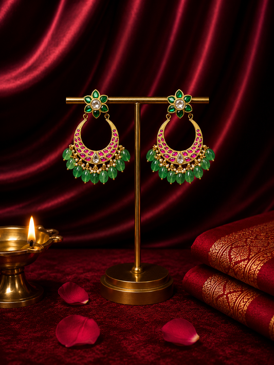 Vintage Kundan Ruby Chandbali