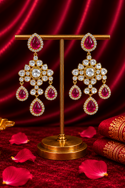 Maharani Kundan Ruby Earrings