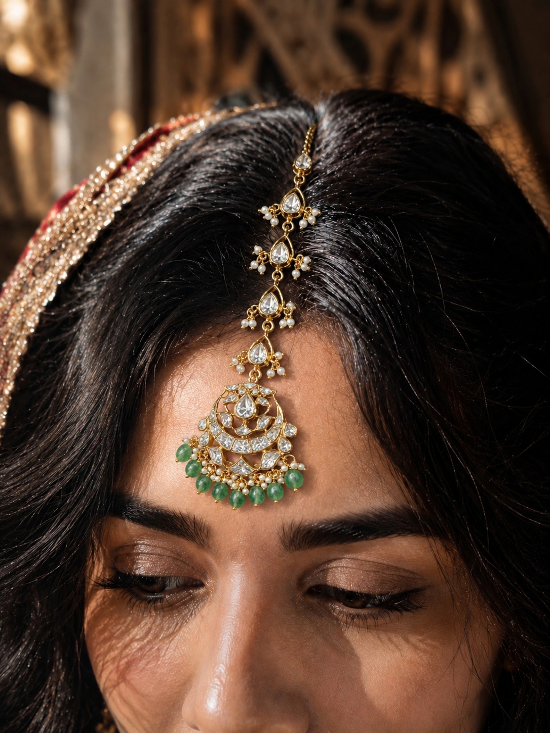 Royal Polki Emerald Drop Tikka