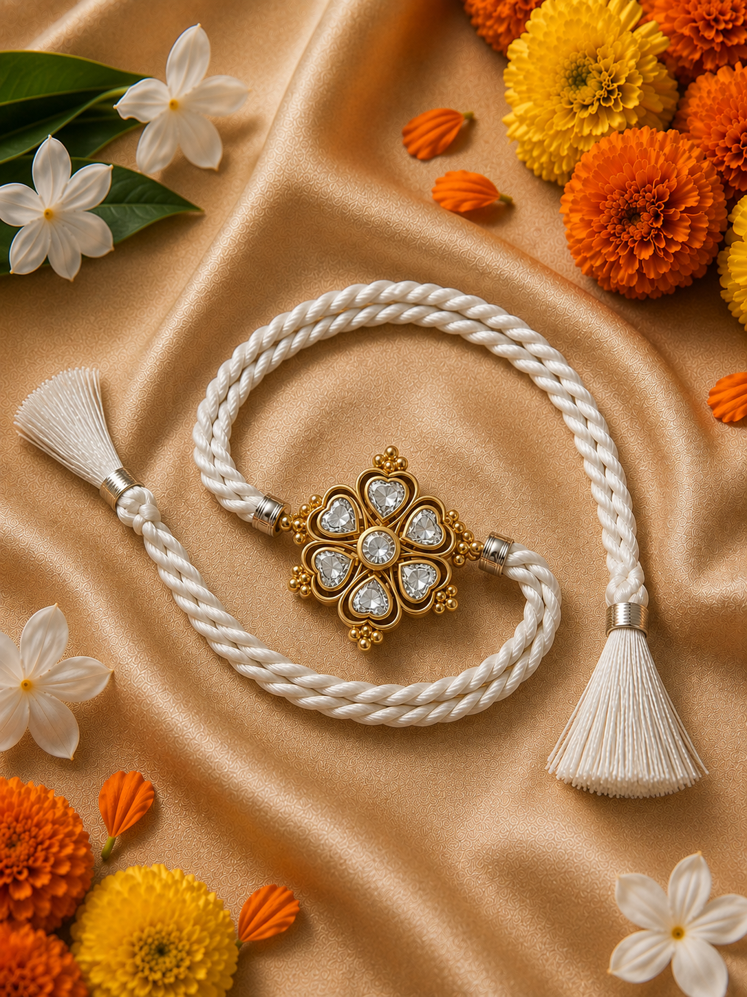 White Heart Clover Rakhi