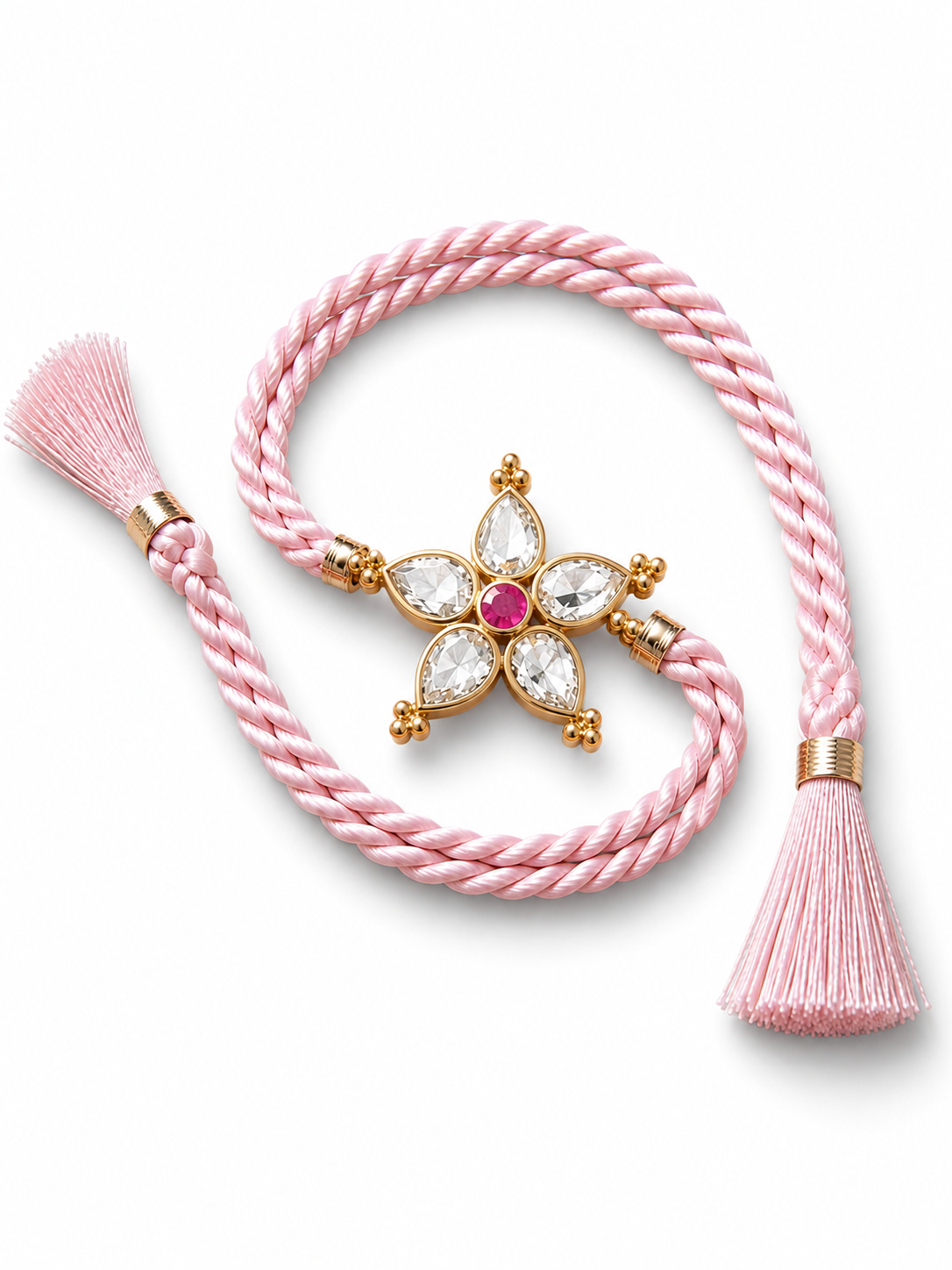 Blush Pink Floral Crystal Rakhi