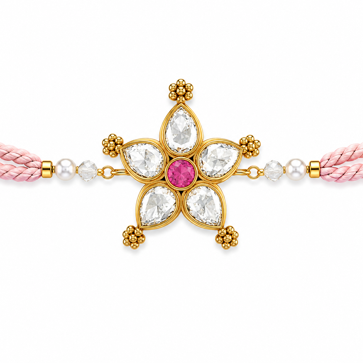 Blush Pink Floral Crystal Rakhi