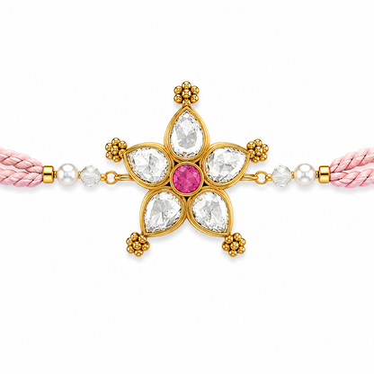 Blush Pink Floral Crystal Rakhi