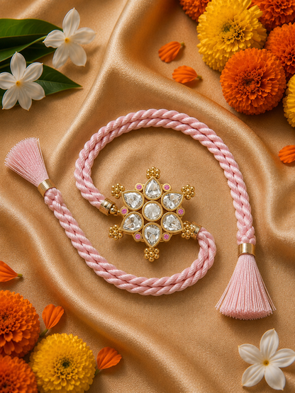 Blush Pink Crystal Flower Rakhi