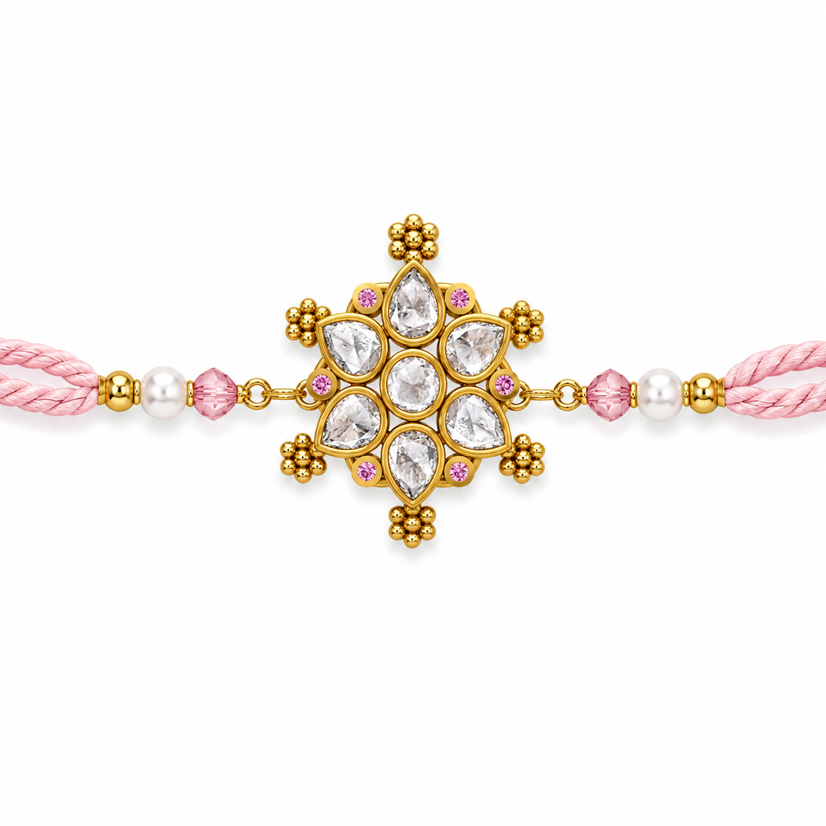 Blush Pink Crystal Flower Rakhi
