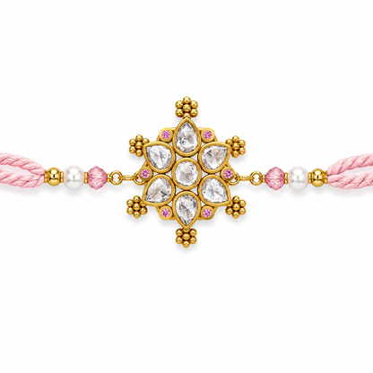 Blush Pink Crystal Flower Rakhi