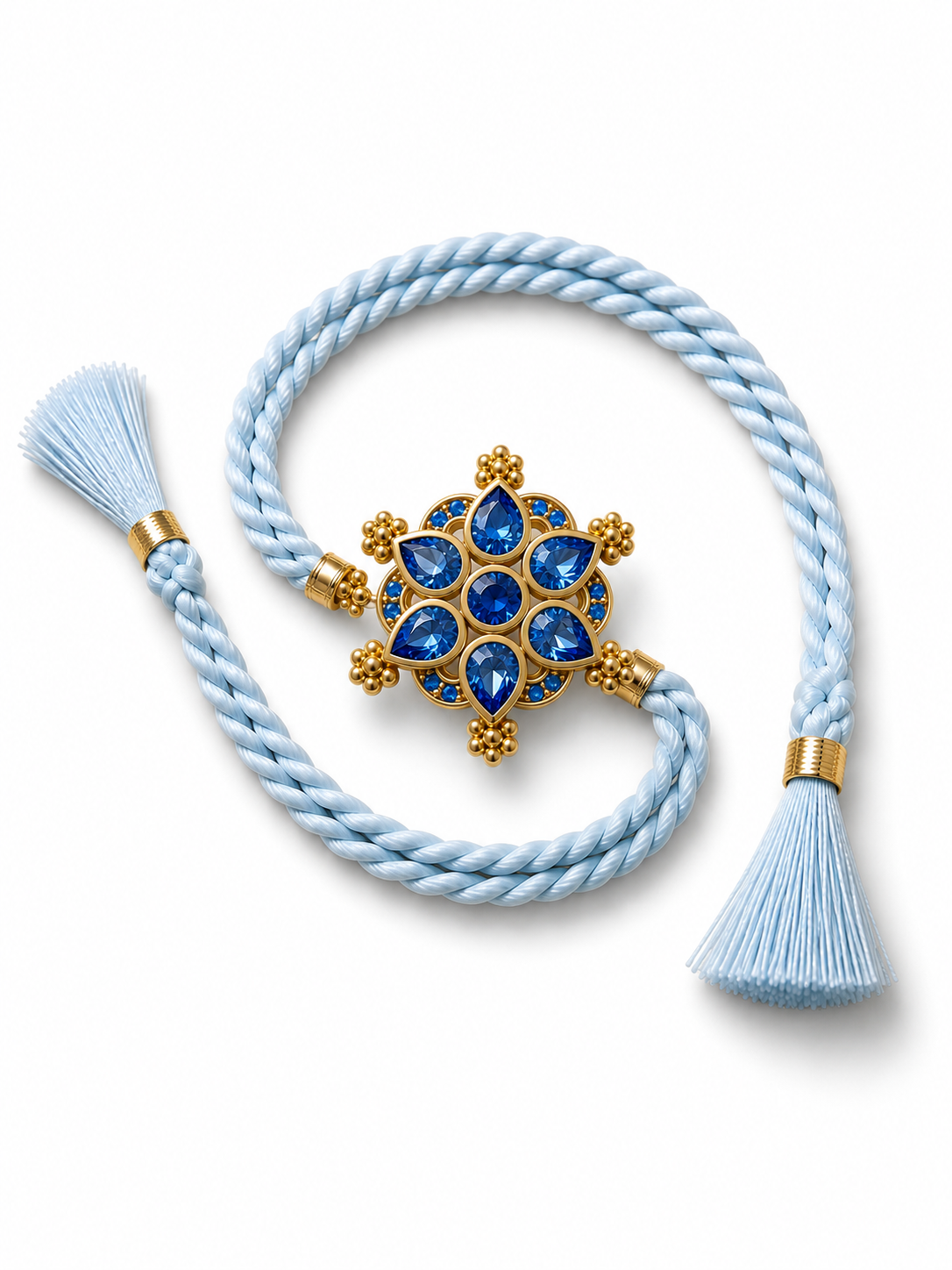 Ice Blue Sapphire Floral Rakhi