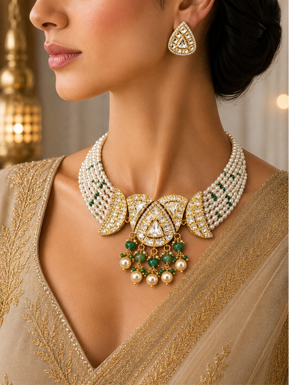 The Classic Timeless Polki Halo Jewelry Set