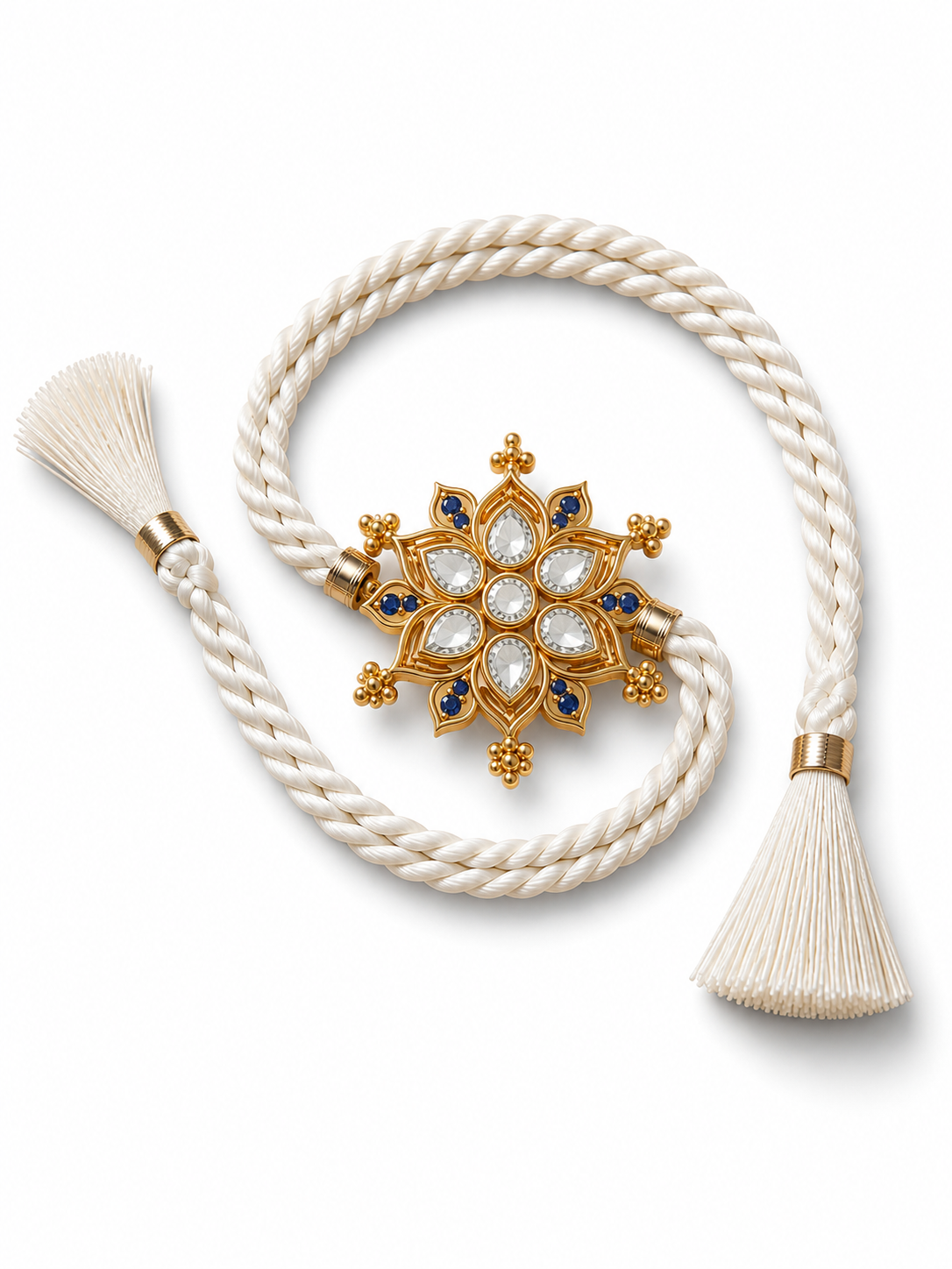 White Gold Floral Star Rakhi