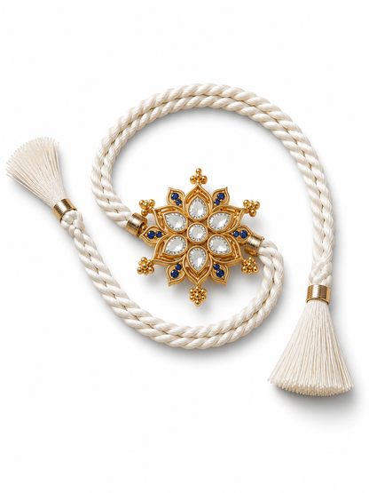 White Gold Floral Star Rakhi