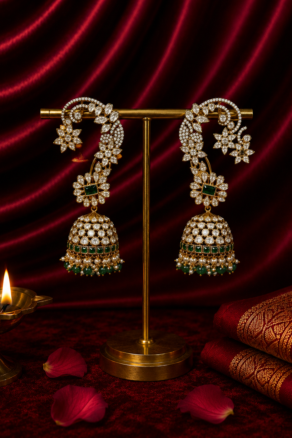 Rajwada Polki Drop Earrings