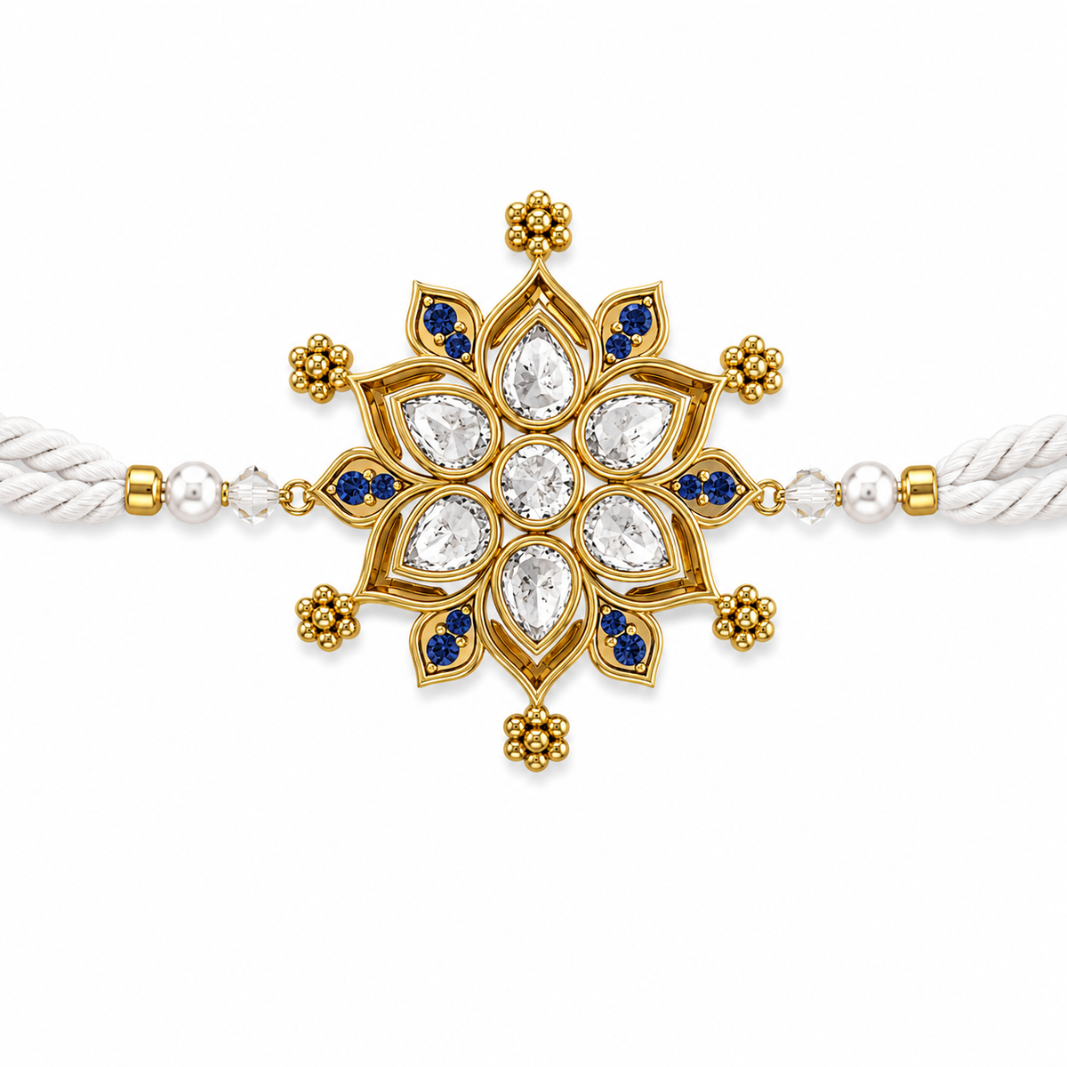 White Gold Floral Star Rakhi