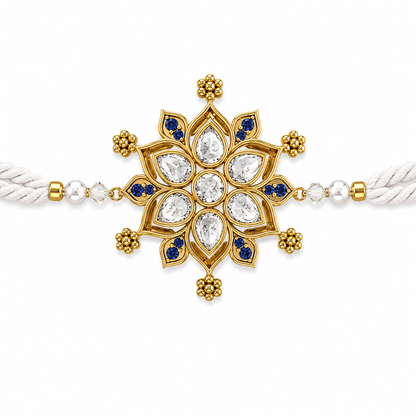 White Gold Floral Star Rakhi