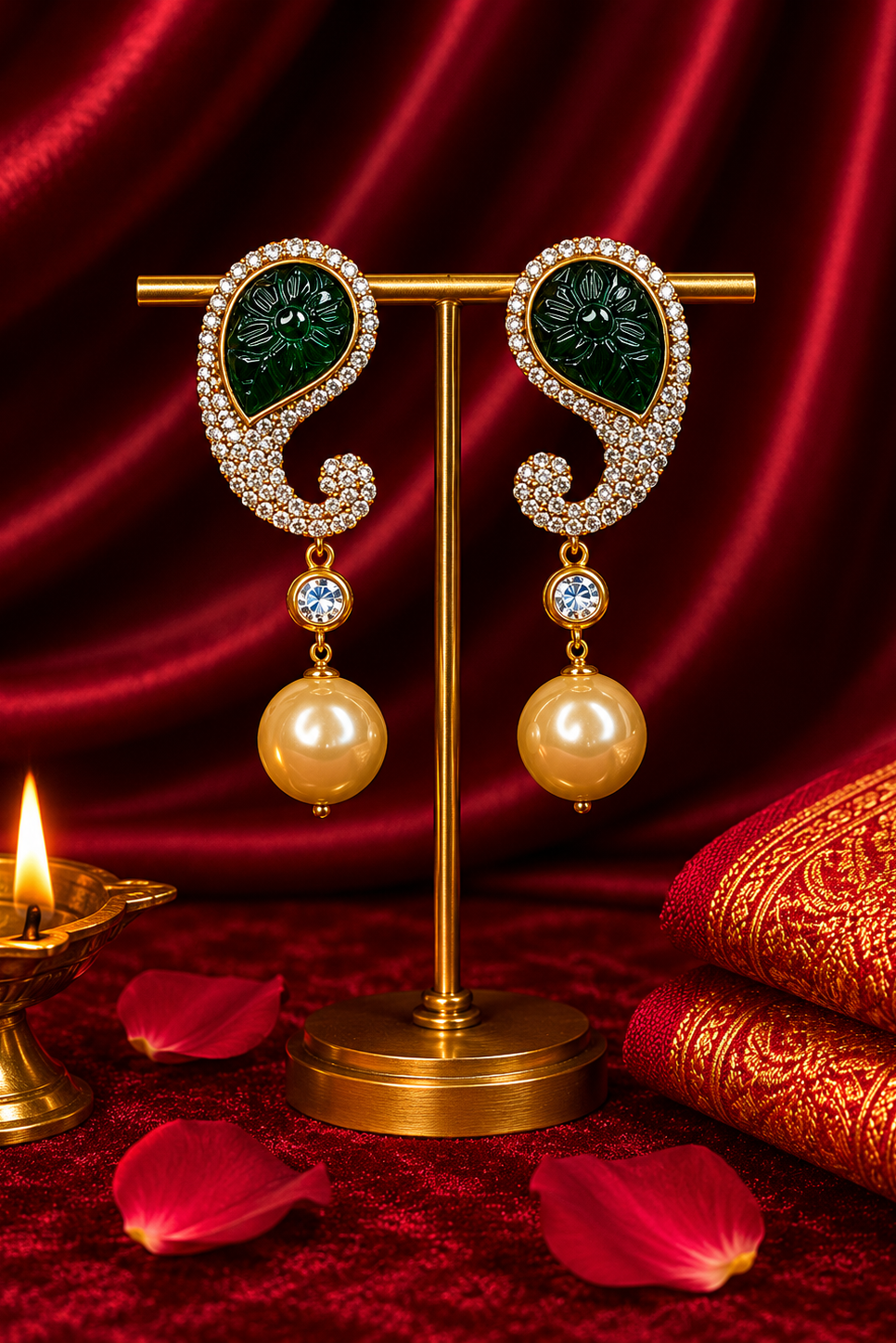Royal Kundan Paisley Pearl Drops