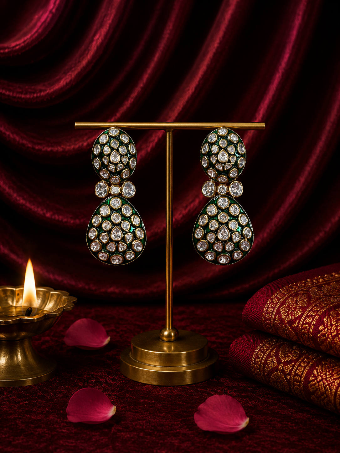 Heritage Kundan Meenakari Drops