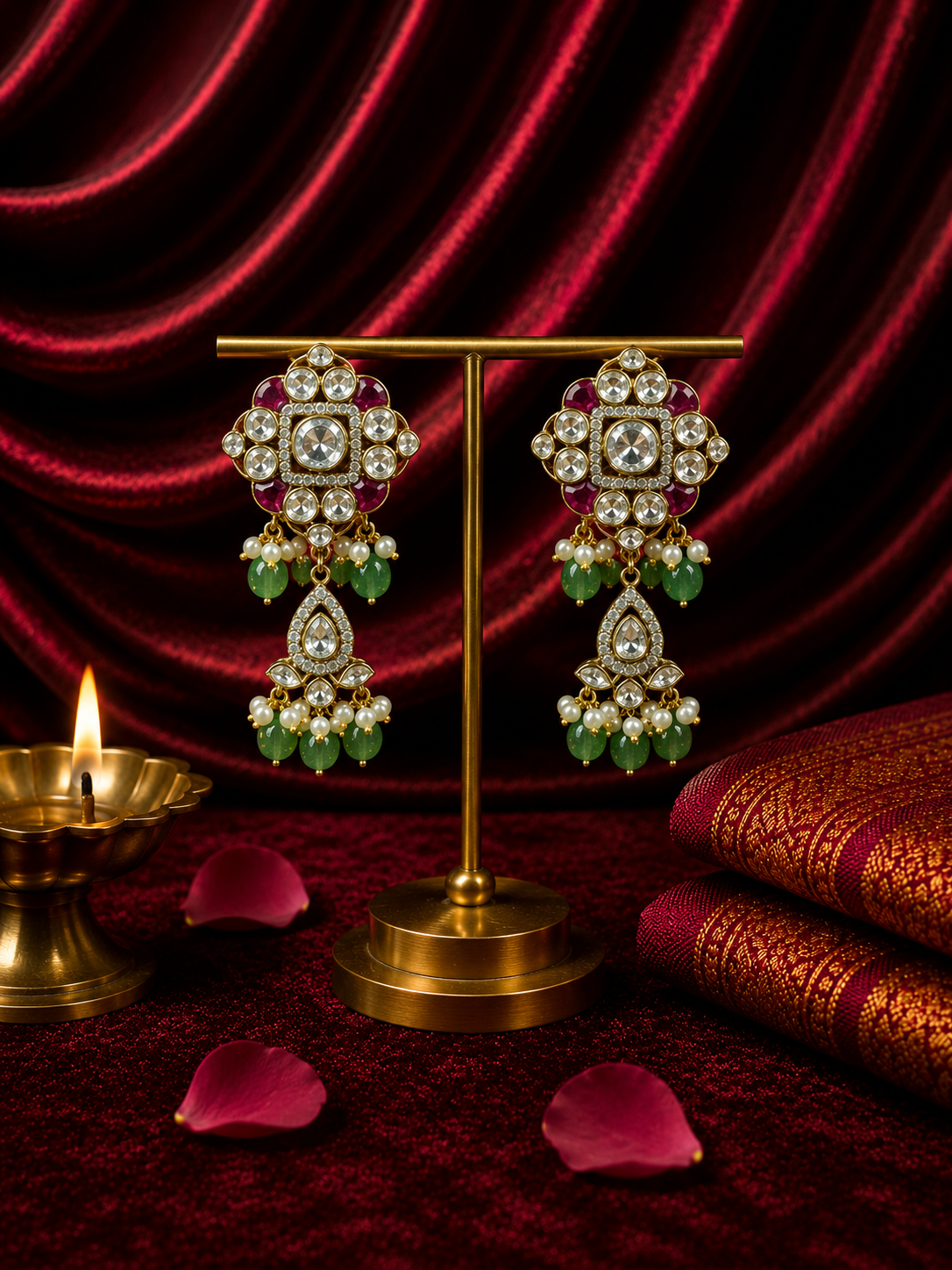 Heritage Kundan Ruby Earrings