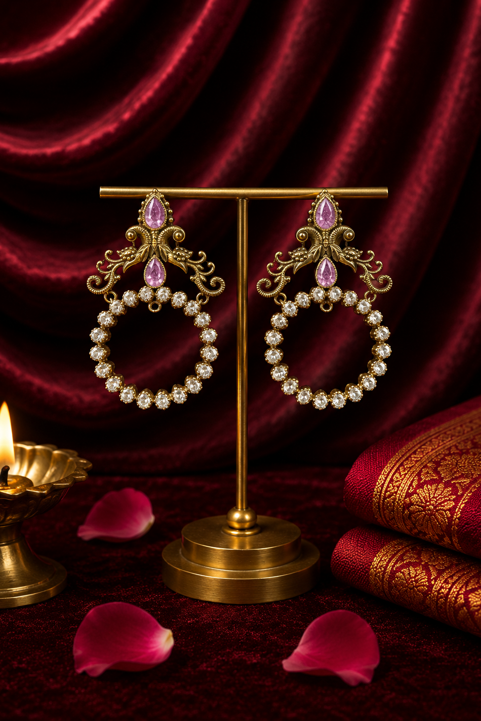 Vintage Kundan Pink Earrings