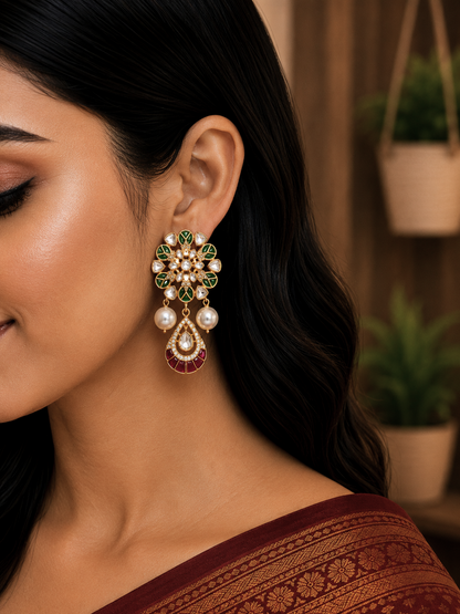 Royal Kundan Floral Earrings