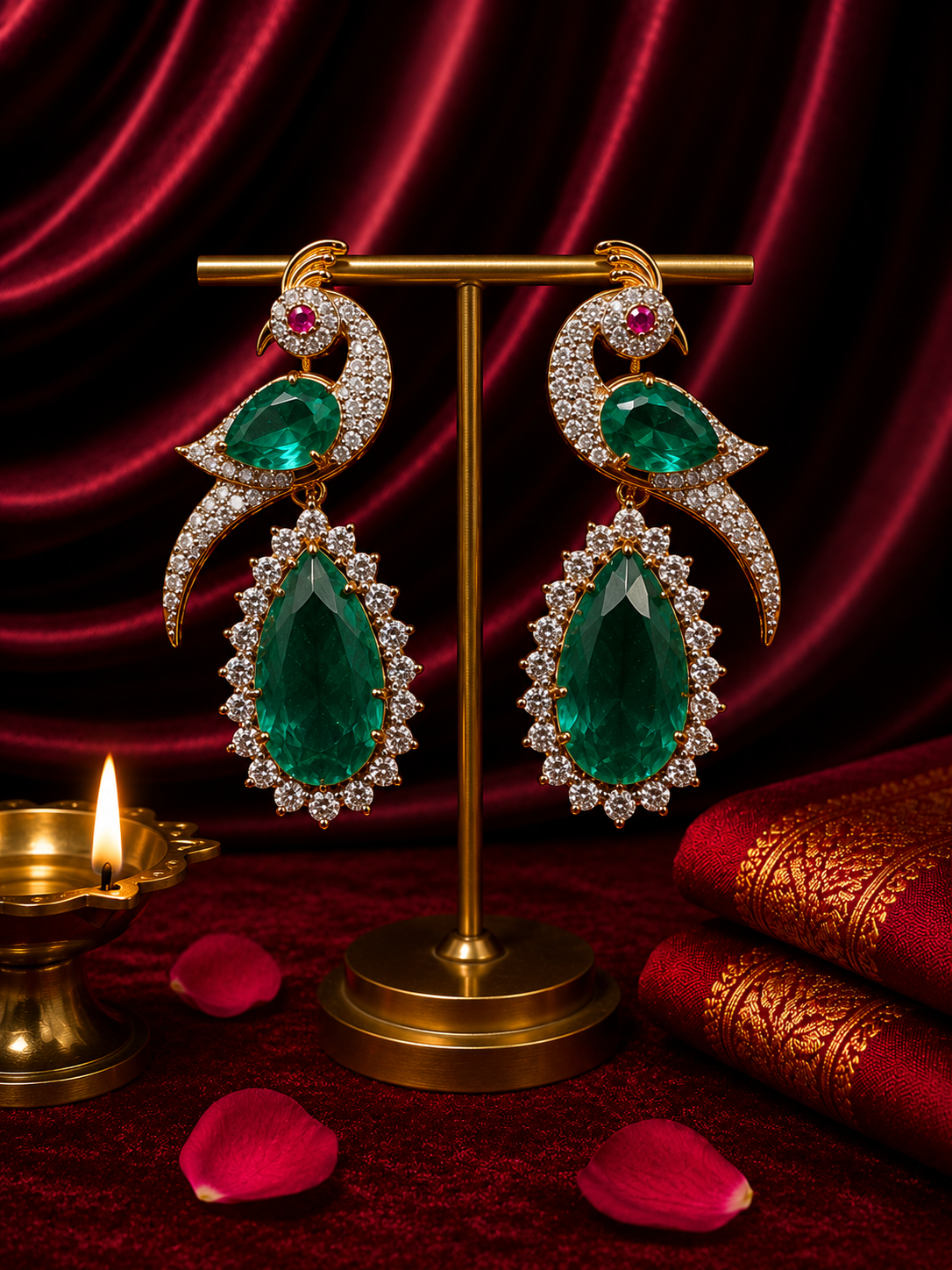 Royal Peacock Emerald Earrings
