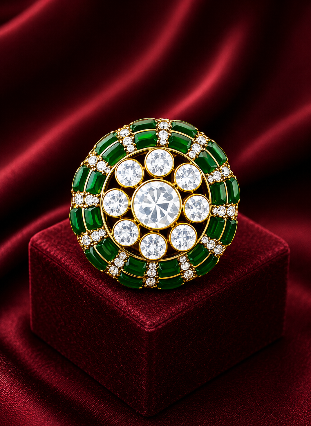 The Classic Emerald Kundan Bold Ring