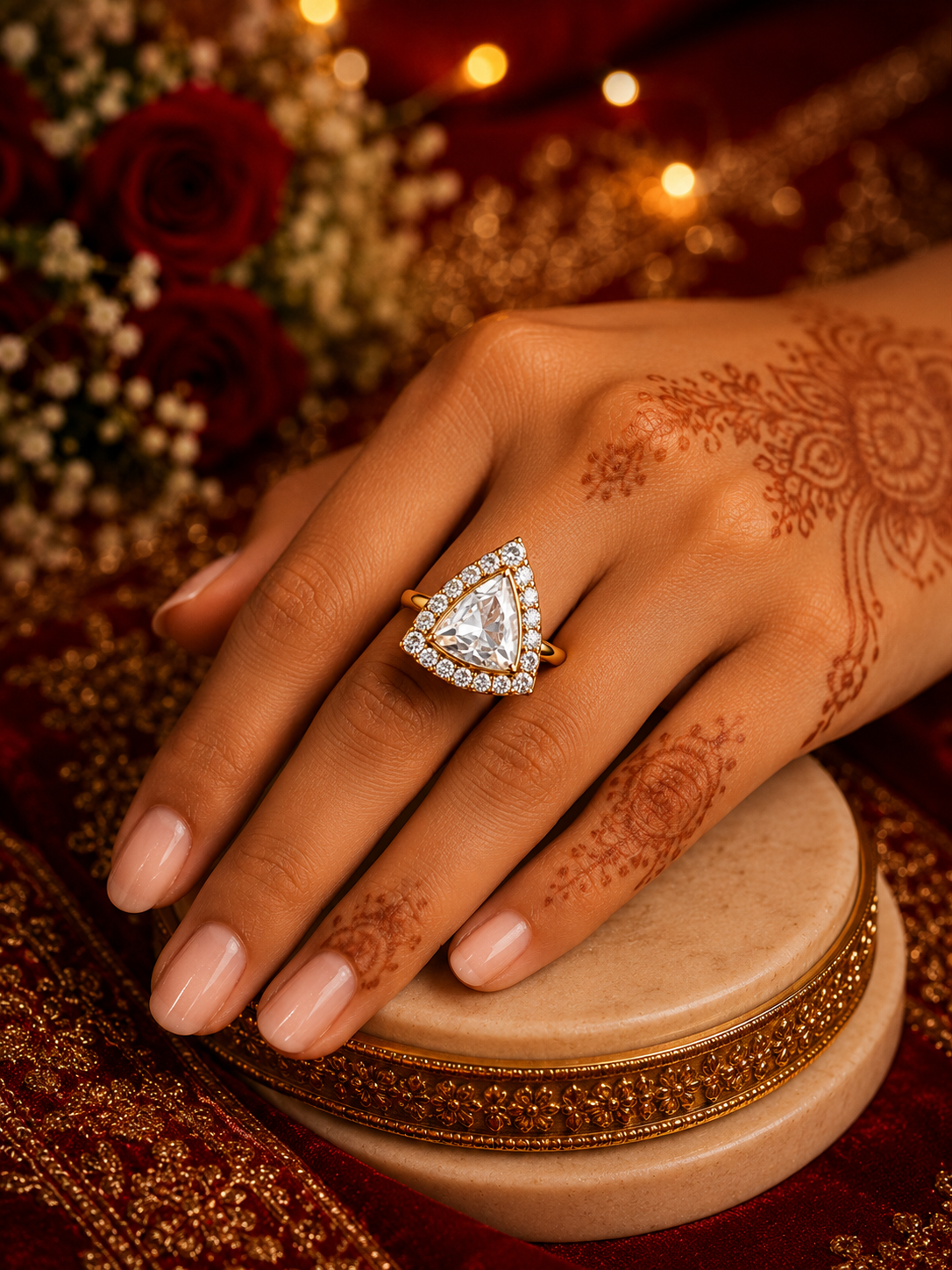 The Heritage Timeless Kundan Triangle Ring