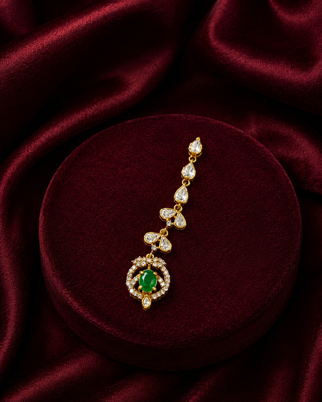 Heritage Kundan Emerald Maang Tikka